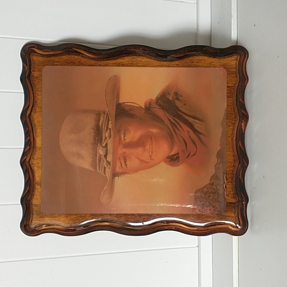 Vintage John Wayne wooden plaque